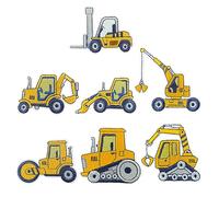 JKJF 7 piezas coche de ingeniería bordado parche coche camión de hierro parche coche de construcción cosido insignia de ropa, mochilas, chaquetas, sombreros vaqueros