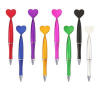 JKJF 8 bolígrafos en forma de corazón con forma de corazón, bolígrafo de tinta de gel en forma corazón, bolígrafos giratorios escuela oficina papelería suministros escritura, 1,0 mm, negro 8 colores