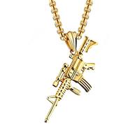 JKJF Collar con colgante de rifle del ejército, hip hop, punk, rock, arma gótica, collar de rifle de asalto, collar vintage para hombre, estilo dorado 1