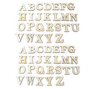 JKJF Letras del alfabeto de madera con letras mayúsculas sin terminar para manualidades, 26 letras A a Z, 52 unidades, 2 juegos