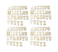 JKJF Letras del alfabeto de madera, letras mayúsculas, calcomanías de madera sin terminar para manualidades, 26 letras de la A a la Z, 104 piezas, 4 juegos