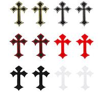 JKJF Parches de bordado cruzado, parches cruzados insignias planchado parche de costura gótico medieval apliques coser ropa mochila zapatos chaqueta sombrero cortina manualidades 12 piezas 6 colores
