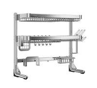 JKJZSALJ Escurridor De Platos Ajustable para Colocar sobre El Fregadero, De Acero Inoxidable 304, Soporte Escurridor Multifuncional para Organización De Cocina, Color Plata, 53,2-84 X 29,8 X 81 Cm.