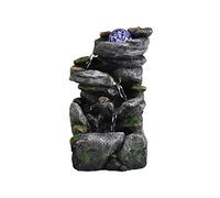 JKJZSALJ Fuentes De Mesa Fuente De Mesa con Cascada De Rocas Apiladas para Interiores/Exteriores Resina Sintética con Luz Led Fuente De Agua De Mesa, A, 4.7 * 6.6 * 10.2 Pulgadas