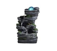 JKJZSALJ Fuentes De Mesa Fuente De Mesa con Cascada De Rocas Apiladas para Interiores/Exteriores Resina Sintética con Luz Led Fuente De Agua De Mesa, B, 4.7 * 6.6 * 10.2 Pulgadas