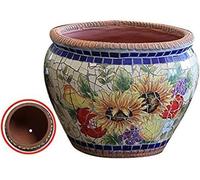JKJZSALJ Maceta Grande De Cerámica para Exteriores, Diseño De Mosaico, para Jardín, Villa, Maceta Creativa, Maceta Clásica, Maceta para Bonsái, Colorida, Estilo Girasol, Pequeña.