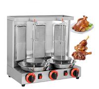 JKJZSALJ Máquina Asadora De Gas Comercial para Kebab con Temperatura Ajustable, Asador Giratorio De Fácil Limpieza para Restaurantes Y Cocinas Domésticas, Color Plata.