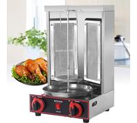 JKJZSALJ Máquina Eléctrica Vertical para Kebab Y Gyros con Bandeja Recolectora De Aceite, Horno Giratorio De Acero Inoxidable para Shawarma, Ideal para Uso Comercial, Color Plata.