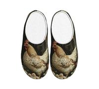 Jkkghll A Brood of Chickens - Pantuflas de franela acogedoras con estampado de cría de pollos, cálidas, antibolitas, suela de TPR para interiores y exteriores, estilo