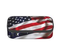 Jkkghll American Flag1 - Estuche escolar con estampado de bandera americana de 8.3 x 2 x 3.7 pulgadas, bolsa de almacenamiento multifuncional para estudiantes, Black, Talla única