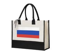 Jkkghll Bolsa de lona con estampado de bandera rusa para mujer, ecológica, para playa, viajes, escuela, oficina, cumpleaños