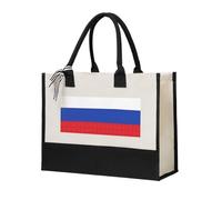 Jkkghll Bolsa de lona con estampado de bandera rusa para mujer, ecológica, para playa, viajes, escuela, oficina, cumpleaños