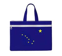 Jkkghll Bolsa de lona con impresión de bandera del estado de Alaska de gran capacidad, para documentos, suministros de oficina, trabajo, viajes, compras, bolsa de archivos
