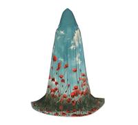 Jkkghll Capa con capucha con estampado de amapolas en cielo azul para cosplay, para festivales, carnaval, disfraz de mago para eventos al aire libre