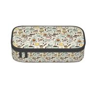 Jkkghll Coffee and Sweets - Estuche escolar con estampado de chocolate y azúcar, 8.3 x 2 x 3.7 pulgadas, bolsa de almacenamiento multifuncional para estudiantes, Black, Talla única