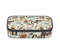 Jkkghll Coffee and Sweets - Estuche escolar con estampado de chocolate y azúcar, 8.3 x 2 x 3.7 pulgadas, bolsa de almacenamiento multifuncional para estudiantes, Black, Talla única
