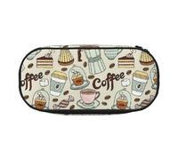 Jkkghll Coffee and Sweets - Estuche para lápices de gran capacidad con estampado de chocolate y azúcar, ligero, para estudiantes de escuela, con cremallera, Black, Talla única, Organizador de bolsas