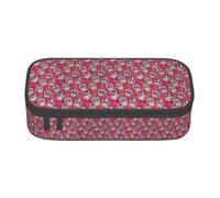 Jkkghll Estuche escolar con estampado de calavera y hojas verdes, 8.3 x 2 x 3.7 pulgadas, bolsa de almacenamiento multifuncional para estudiantes, Black, Talla única