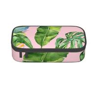 Jkkghll Estuche escolar con estampado de hojas de plátano fresco de 8.3 x 2 x 3.7 pulgadas, bolsa de almacenamiento multifuncional para estudiantes, Black, Talla única