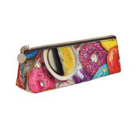 Jkkghll Estuche para lápices con estampado de café y donuts, estilo informal, bolsa delgada, de mayor capacidad, para artistas, estudiantes, adolescentes, White, Talla única