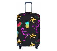 Jkkghll Funda elástica para equipaje con estampado de piña, plátano y flamenco, con cremallera oculta, antiarañazos, White, L
