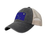 Jkkghll Gorra de béisbol de malla con estampado de bandera del estado de Alaska para adultos, para senderismo, pesca, playa, viajes, Negro, Talla única