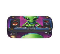 Jkkghll Green Alien Print - Estuche escolar de 8.3 x 2 x 3.7 pulgadas, bolsa de almacenamiento multifuncional para estudiantes, Black, Talla única