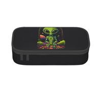 Jkkghll Green Alien Print - Estuche escolar de 8.3 x 2 x 3.7 pulgadas, bolsa de almacenamiento multifuncional para estudiantes, Black, Talla única