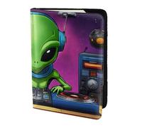 JKKGHLL Green Alien Print - Funda ligera para documentos de viaje de 5.5 pulgadas, diseño de alienígenas, Black, Talla única