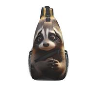 Jkkghll Lindo bolso cruzado con estampado de mapache para hombre y mujer, para el trabajo diario, vacaciones, ciclismo, mochila en diagonal