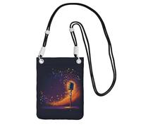 Jkkghll Micrófono con estampado de notas musicales para mujeres y hombres, bolso cruzado para teléfono móvil, funda de hombro para viajes, compras, Black, Talla única