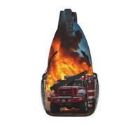 Jkkghll Mochila cruzada para hombre y mujer, diseño de bombero, diseño de llamas, para el trabajo diario, vacaciones, ciclismo, mochila
