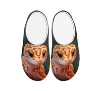Jkkghll Pantuflas de franela acogedoras con estampado de leopardo y arena, cálidas, antibolitas, suela de TPR para interiores y exteriores, elegante uso diario
