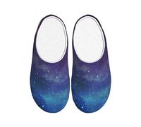Jkkghll Pantuflas de franela acogedoras con estampado interestelar de Universo con estrellas, para interiores y exteriores, suela TPR elegante, uso diario
