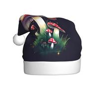 Jkkghll Sombrero de Navidad con estampado de hongos mágicos para hombres y mujeres, accesorio de Año Nuevo, sombreros de Papá Noel