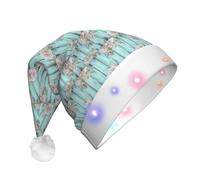 Jkkghll Sombrero de Navidad LED unisex con diseño de puerta de granero verde azulado, para decoración de fiestas, gorro de Navidad y accesorios de disfraz