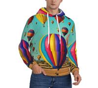 Jkkghll Sudadera con capucha para hombre, diseño de globo aerostático, color lavanda, cálido, ligero, para invierno, otoño y primavera, ropa casual, Negro, XL