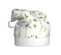 Jkkghll Temporada Acuarelas de Hierbas Flores Estampado Hombres y Mujeres Sombrero de Navidad Sombrero de Vacaciones Sombrero de Año Nuevo Accesorio Fiesta Sombreros de Papá Noel