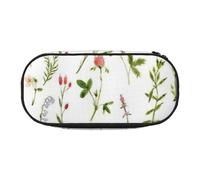 Jkkghll Temporada Acuarelas de Hierbas Flores Impresión Ligero Estudiantes Escolares Estuche de gran capacidad Amplio Estuche para bolígrafos con cremallera, Black, Talla única, Organizador de bolsas