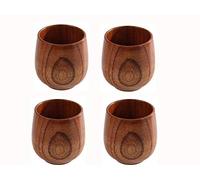 jklcom top-grade Natural madera maciza de madera taza de té 250 ml (4 unidades)-taza de té de madera vino taza para beber té, café, vino, cerveza, bebidas calientes