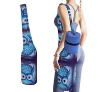 JKLQWH Bolsa larga para esterilla de yoga con estampado de búho azul con bolsillos para tus accesorios de yoga, soporte para esterilla de yoga, bolsa de almacenamiento multifuncional para la mayoría