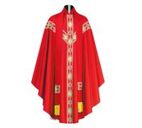 jklymm Bata unisex de casulla católica con cremallera y cuello alto con estola de cruces, collar, casullas católicas, rosso, L