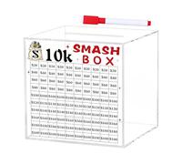jklymm Smashable Money for 10K / 20K, caja de colección de acrílico transparente para ahorros, desafío, romper, huchas irrompibles de acrílico transparente
