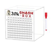 jklymm Smashable Money for 10K / 20K, caja de colección de acrílico transparente para ahorros, desafío, romper, huchas irrompibles de acrílico transparente