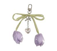 jklymm Sofisticado llavero de flores con mezcla de flores, flexible, joyería artesanal, regalo para camaradas y familia, dije de bolsa multiusos, Morado (, Talla única