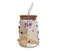 jklymm Vaso de cristal multifuncional para varios líquidos, borosilicato con mariposa, grande, apto para microondas