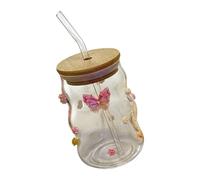 jklymm Vaso de vidrio multifuncional para varios líquidos, borosilicato con mariposa, grande, apto para microondas