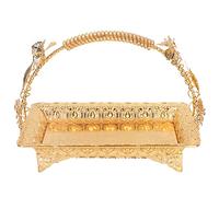 JKOKPMG Bandeja de café Estilo vintage Elegante Metal Serving Bandeja de zinc Servido Servicio decorativo para servir para la barra de casas Color de oro 11.8 x 8.1 pulgadas