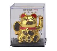 JKOKPMG Solar Powered Lucky Cat Mini Cute Solar Waving Cat Lucky Wealth Welcoming Cat for Home Car Decoration Office Desk Window Dashboard 2 Inch Plastic (Oro)