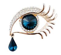 JKQBUX Broche de lágrimas de ángel, elegante diamantes de imitación de zafiro, ojos grandes, aleación, pestañas largas, ramillete para mujer, joyería, 5.0 Centimeters, Cristal Diamante de imitación